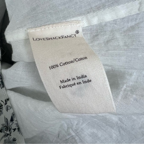 LoveShackFancy Paris Dandelion-Print Puff-Sleeve Mini A-Line Dress 2 Gray White - Picture 12 of 14